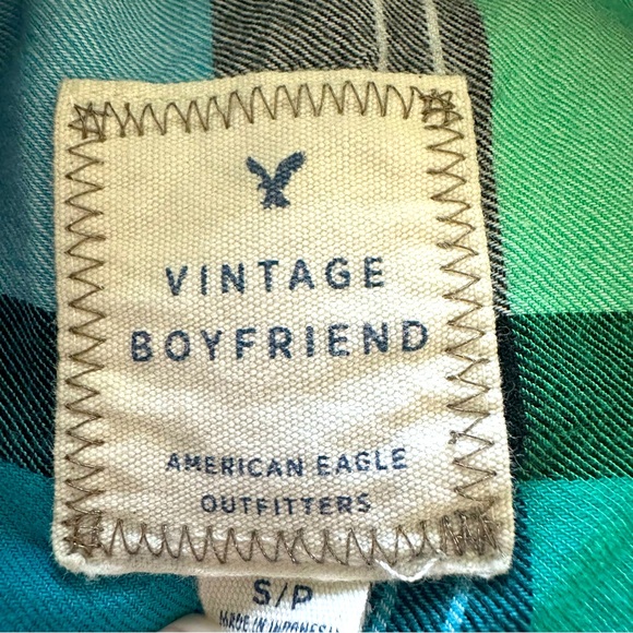 American Eagle Plaid Boyfriend Shirt S | Multicolor Vintage Long Sleeve Y2K - Picture 6 of 7